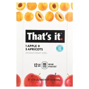 That's It Fruit Bars, Apple + Apricots, 12 Bars, 1.2 oz (35 g) Each
