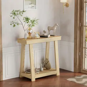 36" Modern Wood Console Table, 2-Tier Storage Entryway Table with Thick Top, Narrow Sofa Table Behind Couch, Sturdy Entry Table for Hallway Entrance Foyer Living Room Bedroom