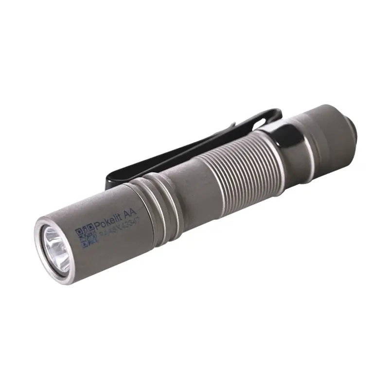 ACEBEAM Pokelit AA Rechargeable Mini LED Flashlight with Clip, 1000 High Lumens Portable Stonewashed Titanium Alloy Pocket EDC Light - High Power Handheld, Rechargeable Travel, Pocket Size Standard Torches for Camping, Hiking Durable