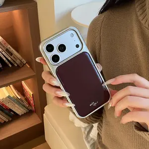 Silver Color Wine Dripping Gel Phone Case for Apple iPhone 17 Pro Max, Cute Fashionable Girl's Protective Cover, Unisex Mobile Shell