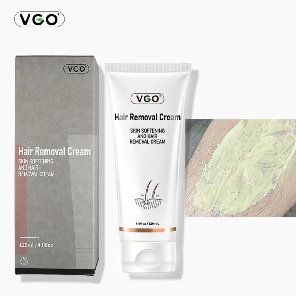 VGO Pain-Free Cosmetic Hair Removal Cream with Water & Olive Oil - 4.06 oz Depilatory for Adults' Smooth Legs & Body, All Skin Types, Depilatory Body Care, 4.06Oz, Legs & Back, 120Ml, Contains Alcohol, Helianthus Annuus (Sunflower)Seed Oil