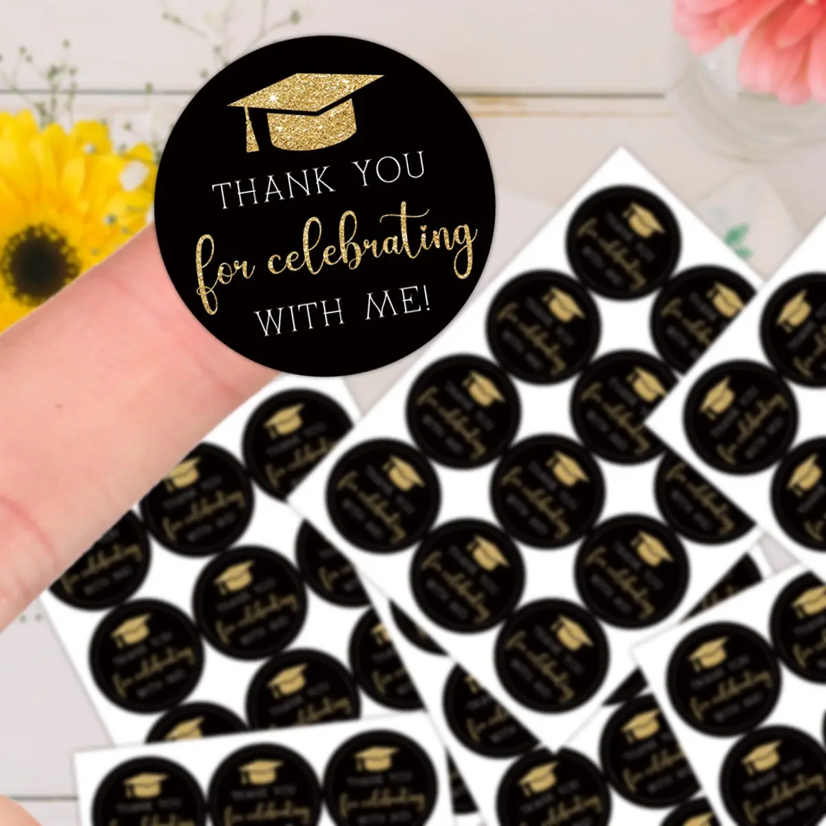 120pcs Graduation Thank You Stickers, Congrats Grad Party Gift Labels, Birthday Candy Stickers, Envelope Seals (10 Sheets/pack), Sticker Packs, Thank You Message, Self Adhesive Stickers
