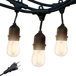 Brightech Ambience Pro - Waterproof LED Outdoor String Lights - Hanging 1W Vintage Edison Bulbs Create Bistro Ambience On Your Gazebo - 24 Ft Commercial Grade Cafe Lights, Dimmable