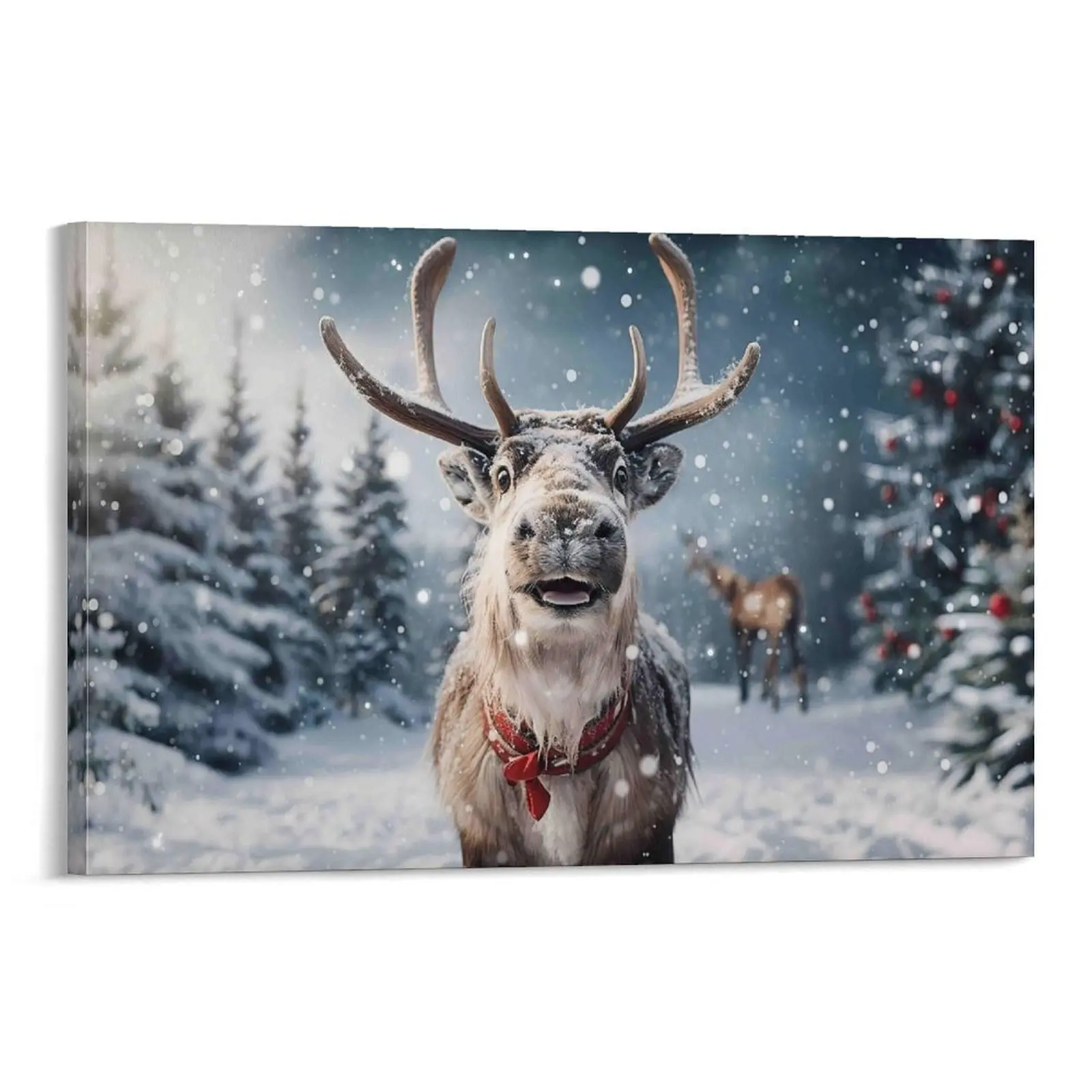 Vintage Christmas Wall Art. Christmas Santa Reindeer Poster. Ideal for Festive Decor. Brings Joy. Canvas Poster Bedroom Decor Sports Landscape Office Room Decor Gift Frames Ornaments Decoration Artistic Print Photo