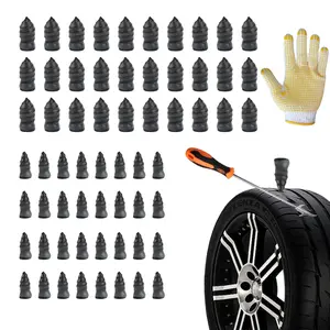 Road Trip Ready Ultimate Tire Saver Kit for Cars – 60 Heavy-Duty Plugs, Screwdriver, Hook & Gloves, Compact Portable Essential Accessory to Fix Flats Fast Automotive Vehicle Tool Car Tire Inflator Car Repair Tools Car Air Compressor