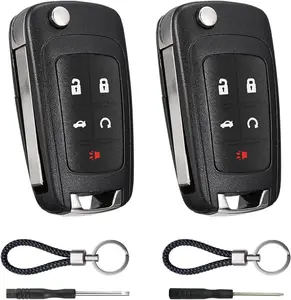 Key Fob Case Replacement 5 Button for Chevy Cruze Camaro Impala Equinox GMC Terrain Buick Regal Lacrosse 2010 2011 2012 2013 2014 2015 2016 2017 Keyless Entry Remote Control Car Key Fob Shell - 2 Pack