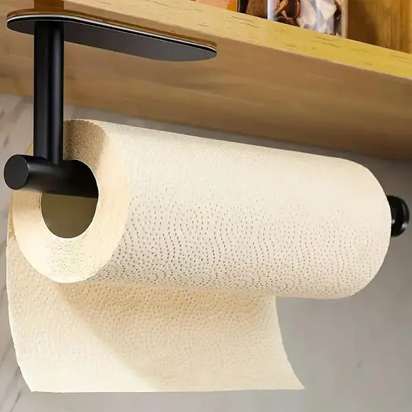 Small Space Organizer, 1pc Wall-Mounted No-Drill Paper Towel Holder, Tissue Dispenser, Space-Saving Kitchen Organizer, Bath Storage Holder, Stainless Steel Bathroom Accessory