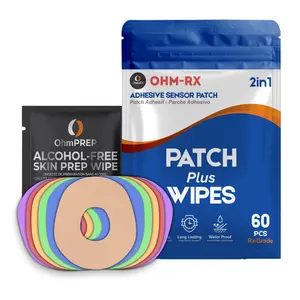 OhmRx Dexcom G7 Multicolor Adhesive Patch + OHM PREP Skin Prep Wipe Combo Pack Waterproof Hypoallergenic Long Lasting CGM Support