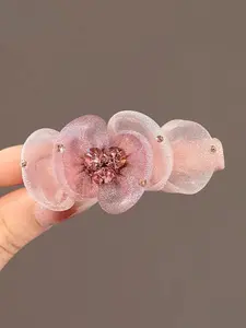 Elegant Mesh Flower Rhinestone Hair Claw, Luxurious Crystal Women's Hair Accessory, Non-Slip, Suitable for All Occasions, Perfect Gift