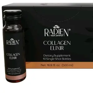 Vida Divina Radien Collagen Elixir - 5000mg Marine Collagen Supplement for Skin Elasticity, Hydration & Glow - Gluten-Free, Non-GMO, Dairy-Free Formula - 10 Bottles per Box