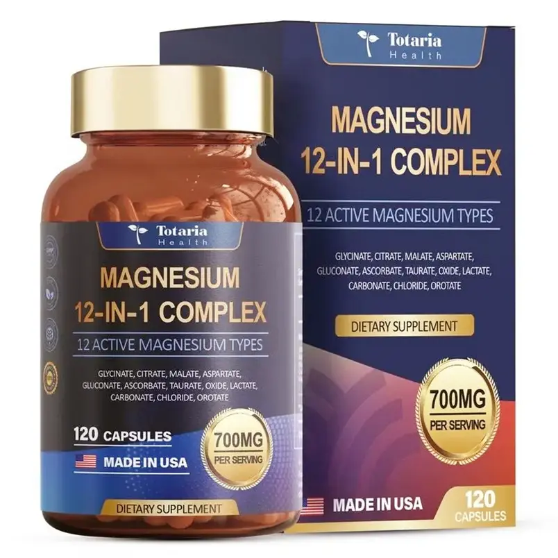 12-in-1 Magnesium Complex 700mg - Supplement with Glycinate Citrate Malate Oxide Taurate Aspartate Orotate, Vegan Capsules for Muscle, Heart, and Relaxation Support magnesium