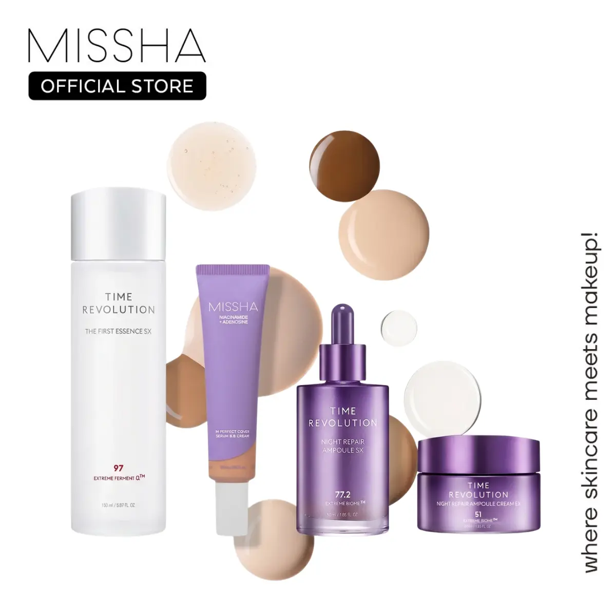 [MISSHA Official] Skincare Meets Makeup Routine Kit - Toner + Serum + Cream + Serum BB Cream