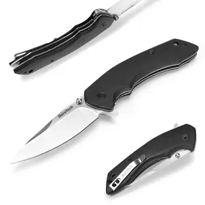 #SpringGlowUp DURATECH Folding Pocket Knife, 3-1/4" Satin 8CR13MOV Blade, Black Smooth G10 Handle with Liner Lock Knife For EDC