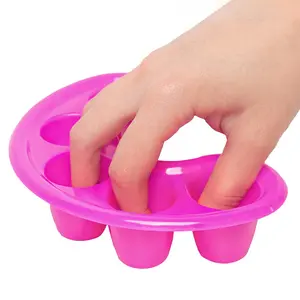 2Counts/Set 5-Finger Soak Off Bowl for Gel Polish Removal - Manicure Soaking Tub with Nail Oil Bath, Non-Leak Design Remover Tools for Acrylic & Gel Nails | Reusable Pedicure Spa Basin with Divided Compartments