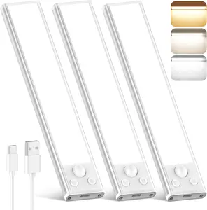 2026 New 3-Pack Under Cabinet Lighting 68LED Motion Sensor Lights, 1800mAh Rechargeable Wireless Dimmable 3 Color Magnetic Under Counter Lights, TikTok Viral Home Gadget for Kitchen Stair Closet | TikTokMadeMeBuyIt