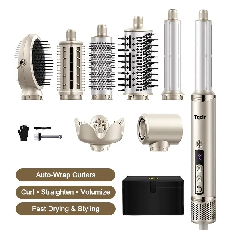 Tqcir 8-IN-1 Hair Styling Tool with Auto Curler, PowerfulMulti-Functional Styler for Fast Drying, Volumizing &Straightening,No Heat Damage, Perfect Hair in Minutescurling hair curling iron