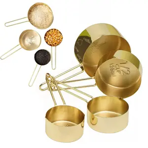 4-Piece Stainless Steel Cups and Spoons Set - Ideal for Measuring Dry & Liquid Ingredients in Baking & Cooking, Kitchen Measuring Utensils, Kitchen Gadgets