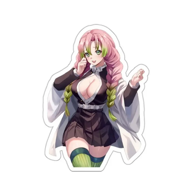 Anime Vinyl Sticker, Mitsuri Kanroji Demon Slayer Decals, Chibi Love Hashira Character, Cute Kawaii Manga Stickers for Laptop, Tablet, Phone Case, Bottle, Fan Art Gift Durable Smartphone
