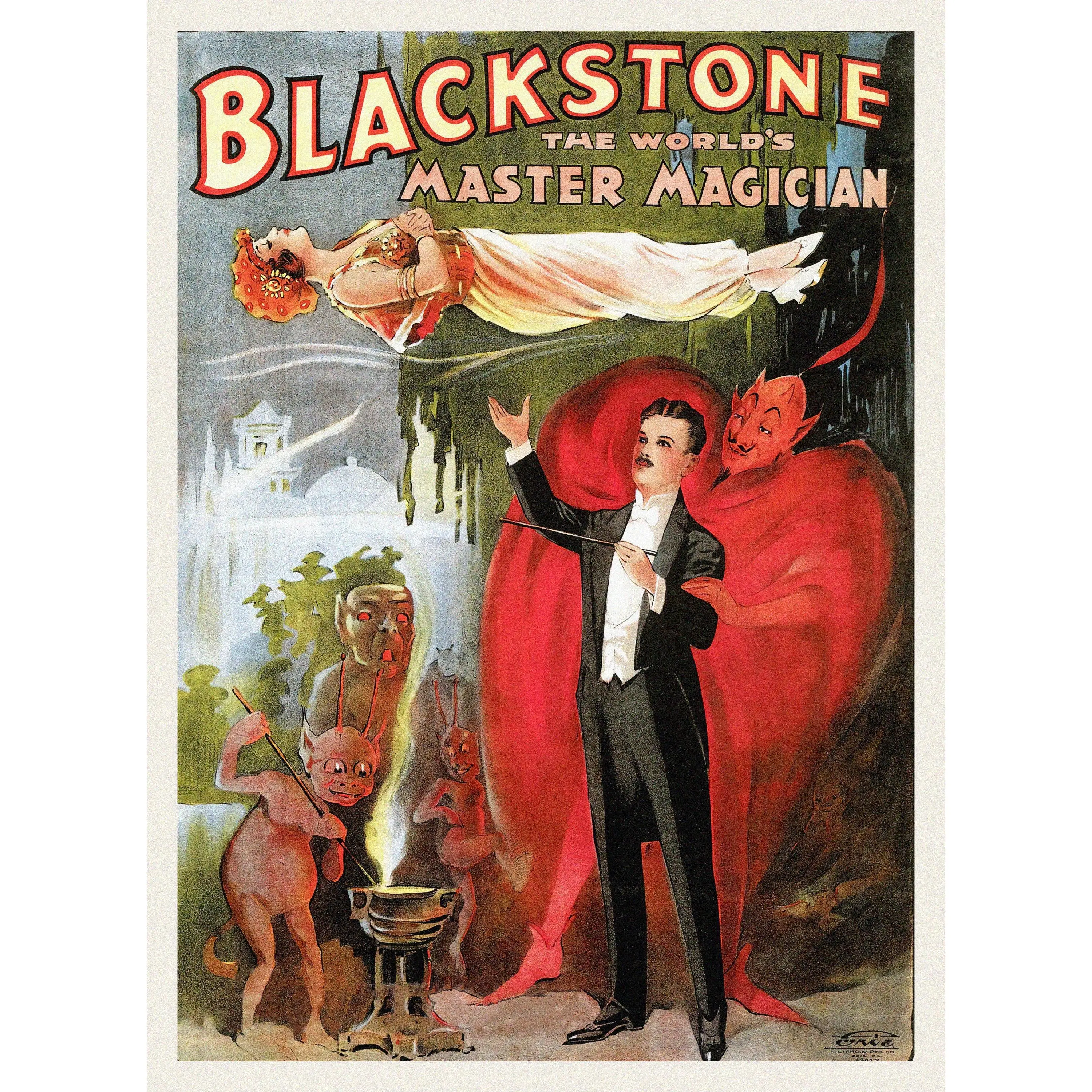 Harry Blackstone The World’s Master Magician – Vintage Magic Poster Reproduction | Classic Illusionist Wall Art, Vintage Magician Print