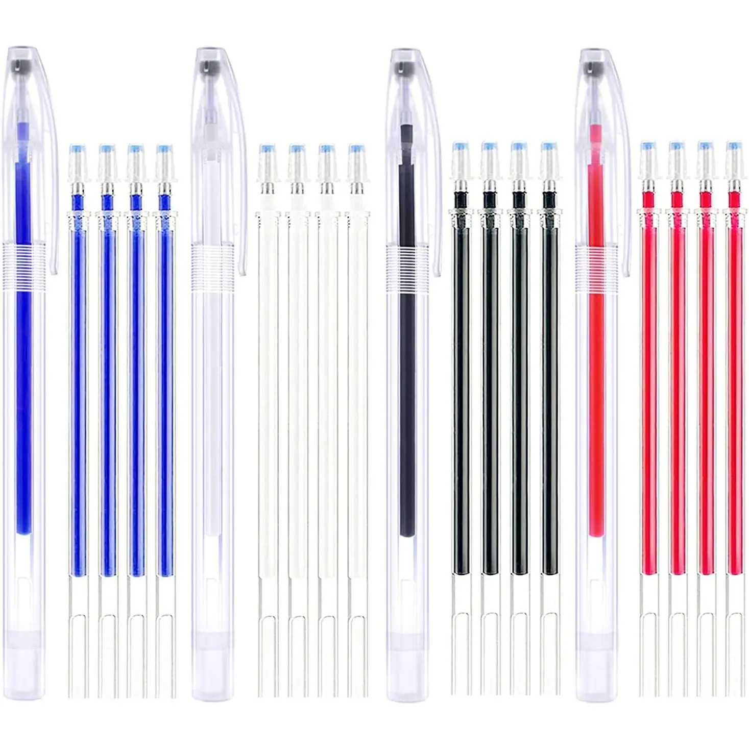 Heat Erasable Pens - 4 count Fabric Marking Pens with 20 Refills for Quilting, Sewing, Dressmaking, Fabrics & Tailor's Chalk Pencils