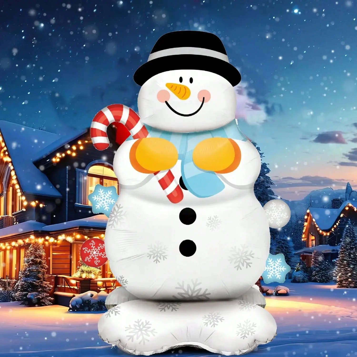 1pc Lightweight Extra-Large Standing Snowman Foil Balloon, 158cm Giant Mylar Balloon for Christmas Party Decoration