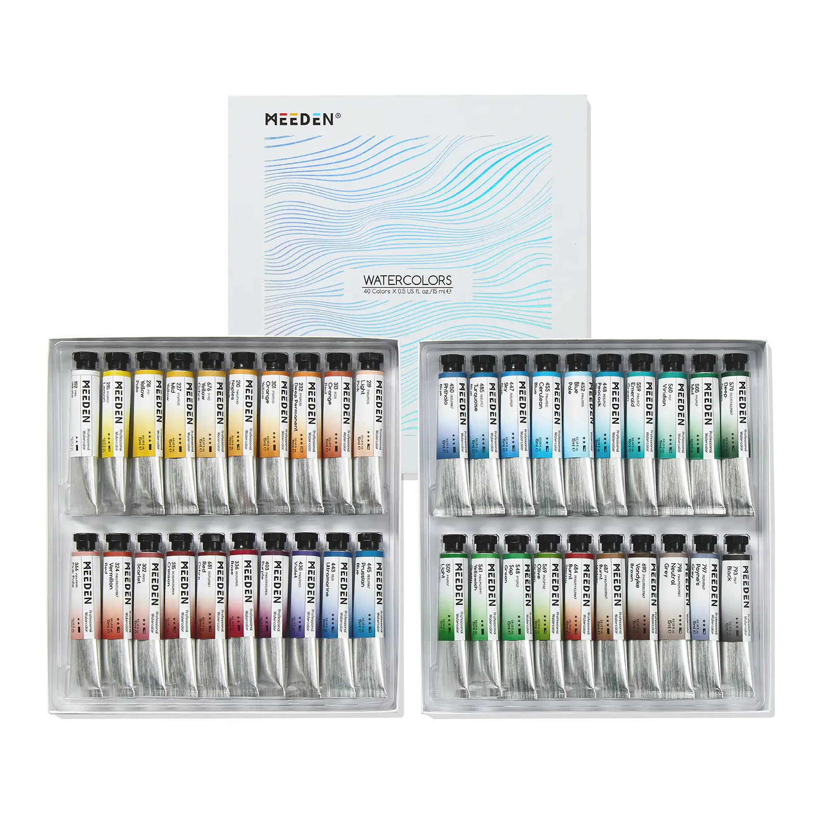 MEEDEN Professional Watercolor Paint Set: 12/20/40 x 15ml (0.5 oz) Colors Artist Water Color Tubes - Watercolor Supplies for Adults Artists Pros