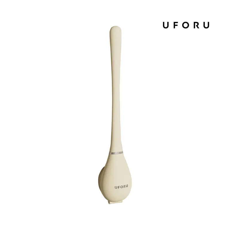 UFORU Sturdy Wall-Mounted Silicone Toilet Bowl Brush & Plastic Holder Set - Long Handle, Flat Tip, Reusable, Space-Saver with Sticky Hook, Toilet Cleaning Tool for Easy Corner Cleaning, Bathroom Accessory Cleaning Supply,home decor