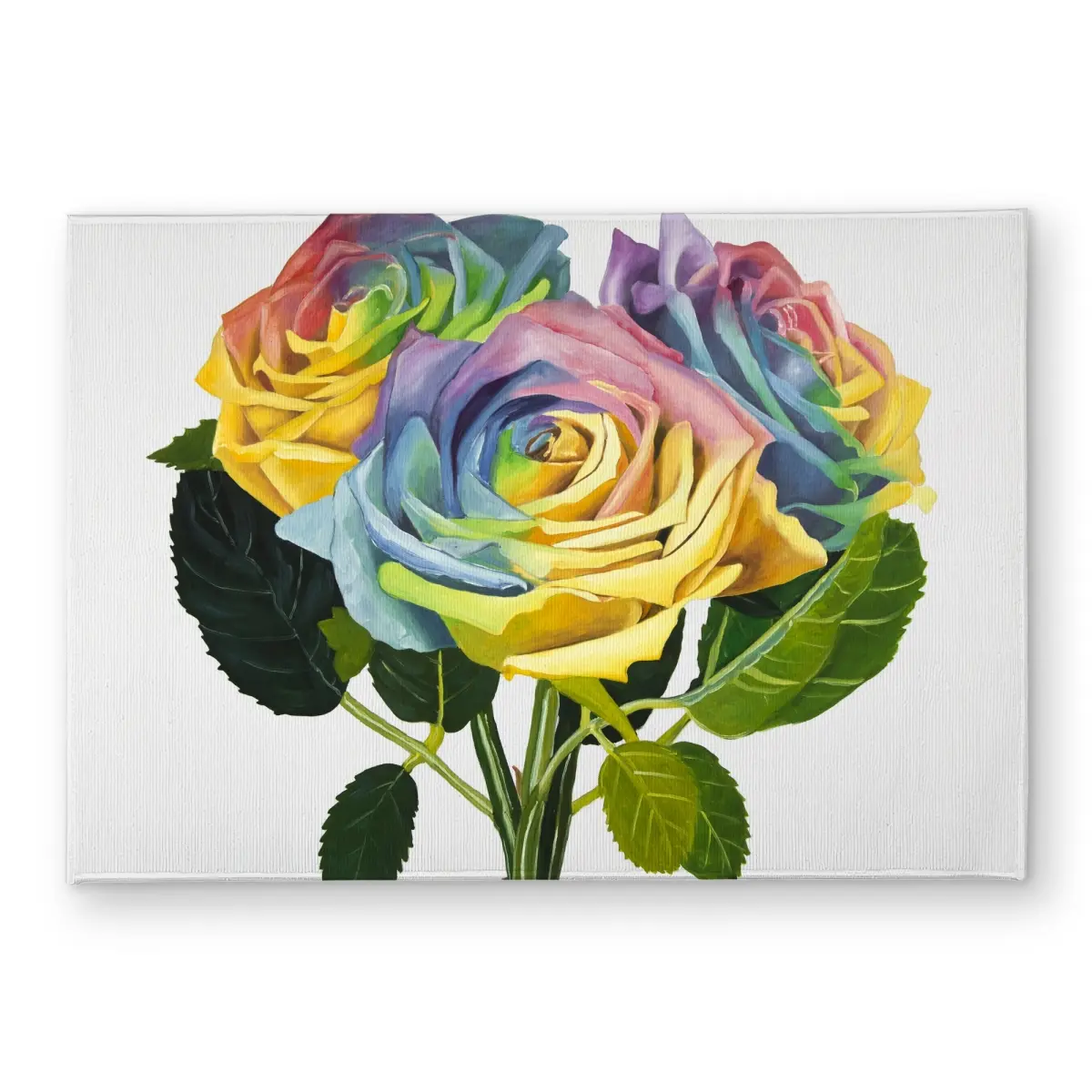360 Stand Polyester Loop Face Door Mat - CODM1724A3GWAA Model, 17x24 in, Vibrant Rainbow Roses Bouquet Design, Bright Colors Doormat, Bold Colors Doormat, Indoor/Outdoor Household Textile Decor, Bright Colors Doormats, Bold Colors Doormats
