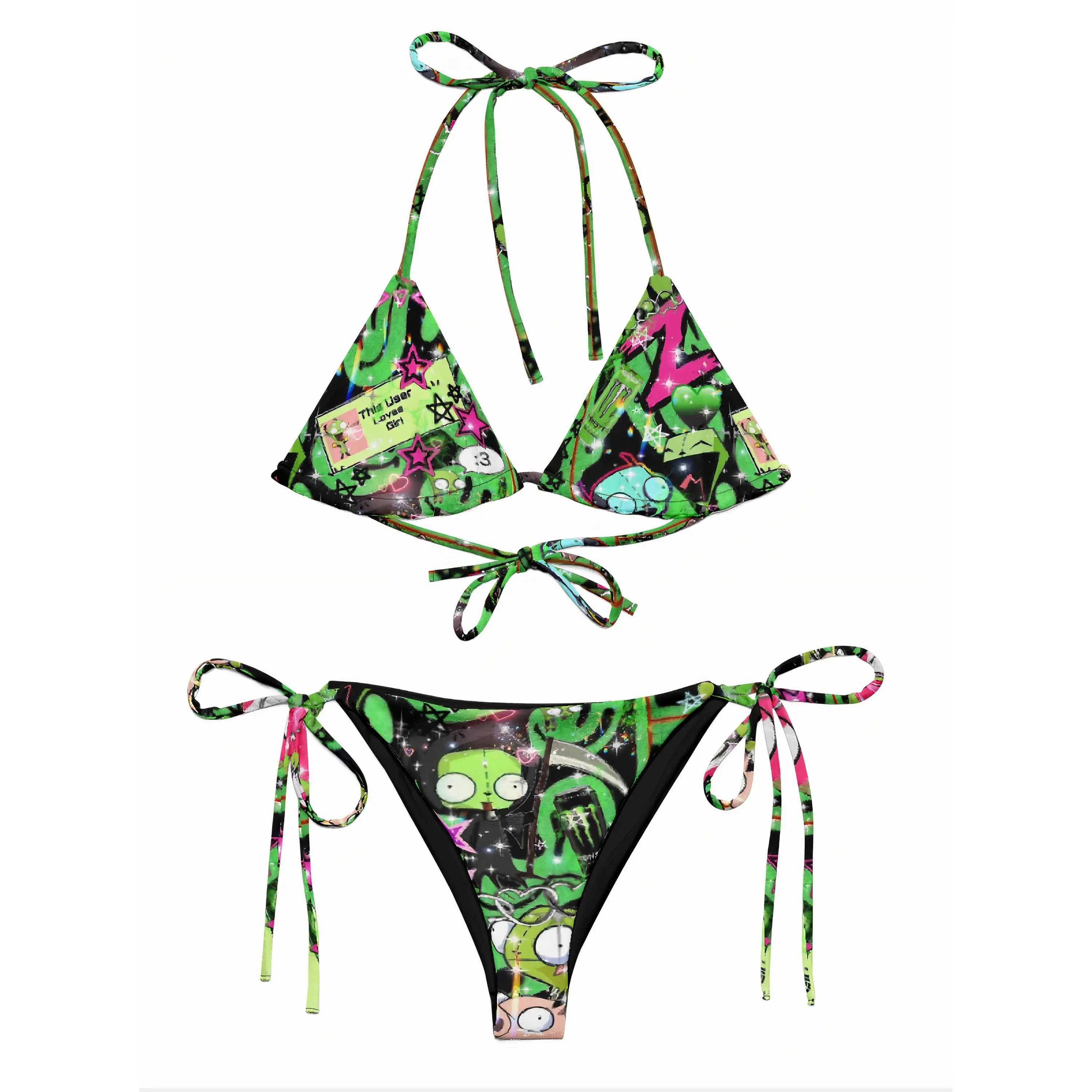 Y2K Inspired Scene Cyber Rave Green Bikini