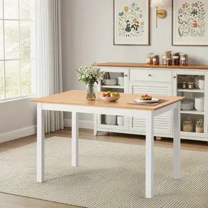 Modern Minimalist 4-Seater Kitchen Table Solid Knot-Free Pine Wood Dining Table, Light Brown, Perfect for Home & Office