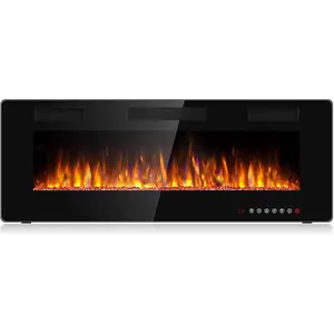 PUKAMI Electric Fireplace Furniture indoor Use Ultra-Thin Silence Linear Fireplace,  Fit for 2 x 4 and 2 x 6 Stud, 12 Adjustable Flame Color & Speed