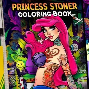 Christmas gift  Princess Stoner Coloring Book: Funny Weed Coloring Page for Adults Trippy Psychedelic Art for Stress Relief and Relaxation Paperback