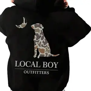 Local Boy Outfitters Camo Dog Hoodie - Classic Outdoor Design for Hunting and Nature Enthusiasts - camo hoodie, Pullover, Sweatshirts Cotton Menswear Collar Embroidered Sport Tops Tweed Man