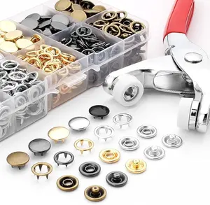 100 Sets 9.5mm Metal Snaps Buttons with Fastener Pliers Press Tool Kit Perfect for Youngers Crafts Clothes Hats and Sewing,Snap Button Fasteners Kit for Youngers Clothing Sewing summervibes