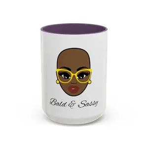 Bald & Sassy Bald Woman Face Mug | 11oz 15oz Accent Coffee Mug