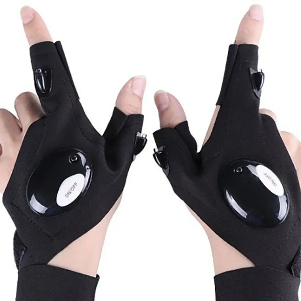 LED Flashlight Gloves for Men, Rechargeable Waterproof Finger Lights for Night Work Camping Fishing Auto Repairing, Hands-Free Work Light Cool Gadget Gift for Dad Husband Boyfriend, Father’s Day Birthday
