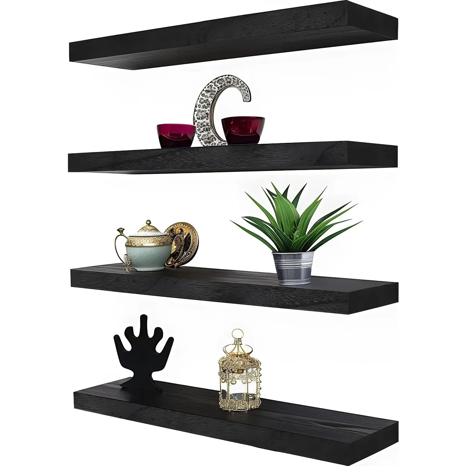 4-Piece, 17x6 in, 20 Lbs Max Capacity, Complete Installation Kit, Wall Storage for Bedroom Decor, Home Decor Perfect Gift, Perfect Gift And Home Decor