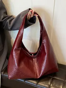 Women's Elegant Solid Color Hobo Bag, Fashionable Large Capacity Tote Bag for Work & Daily Used, Casual Trendy Versatile High-quality Daily Commuting Bag, Casual Shoulder Purse
