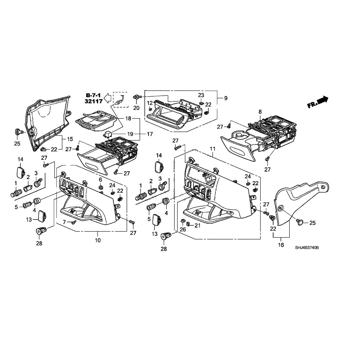 New 2008-2010 Fits Honda Odyssey Console Assy., Center (Lower) *YR327L* (PEARL IVORY), Part # 77291-SHJ-A01ZF