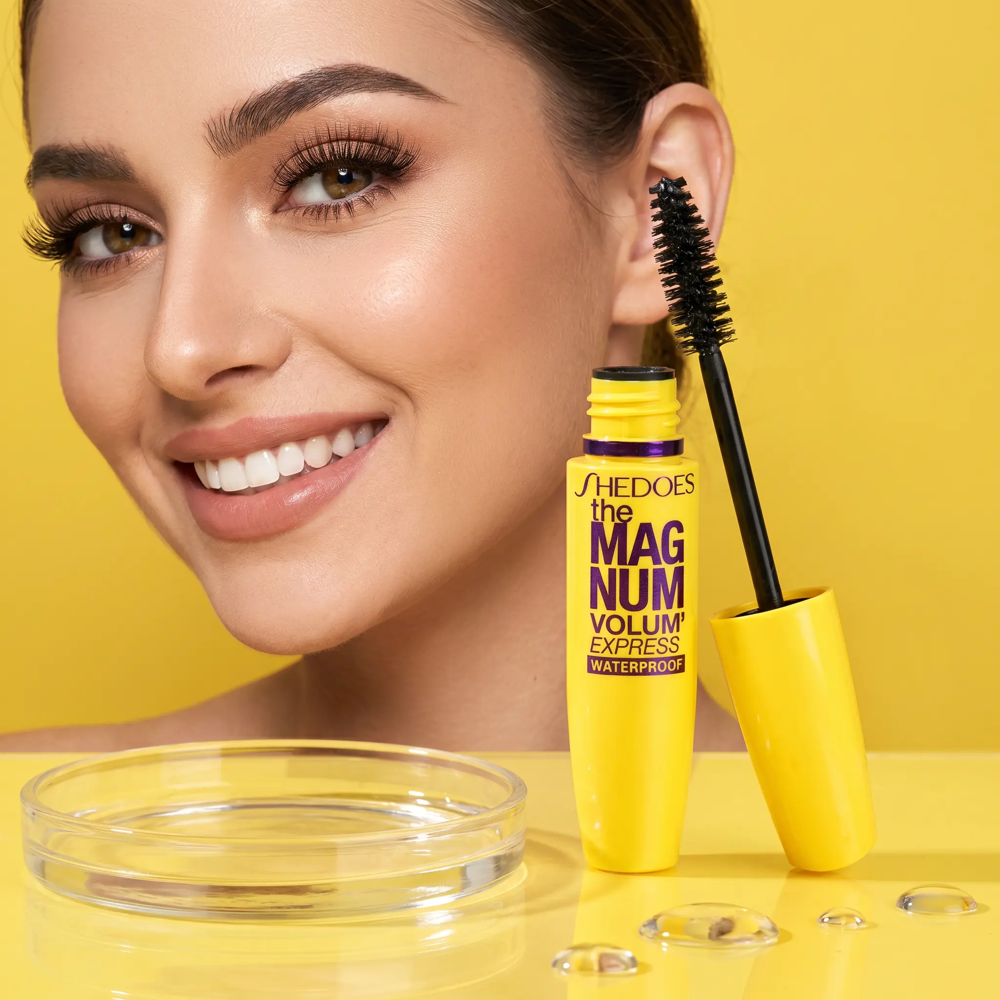 Waterproof Yellow Tube Mascara - TikTok Viral Cosmetic Eyelash Enhancer with Long-Lasting, Curling, Thickening, Natural-Looking, No-Smudge Effects, Makeup