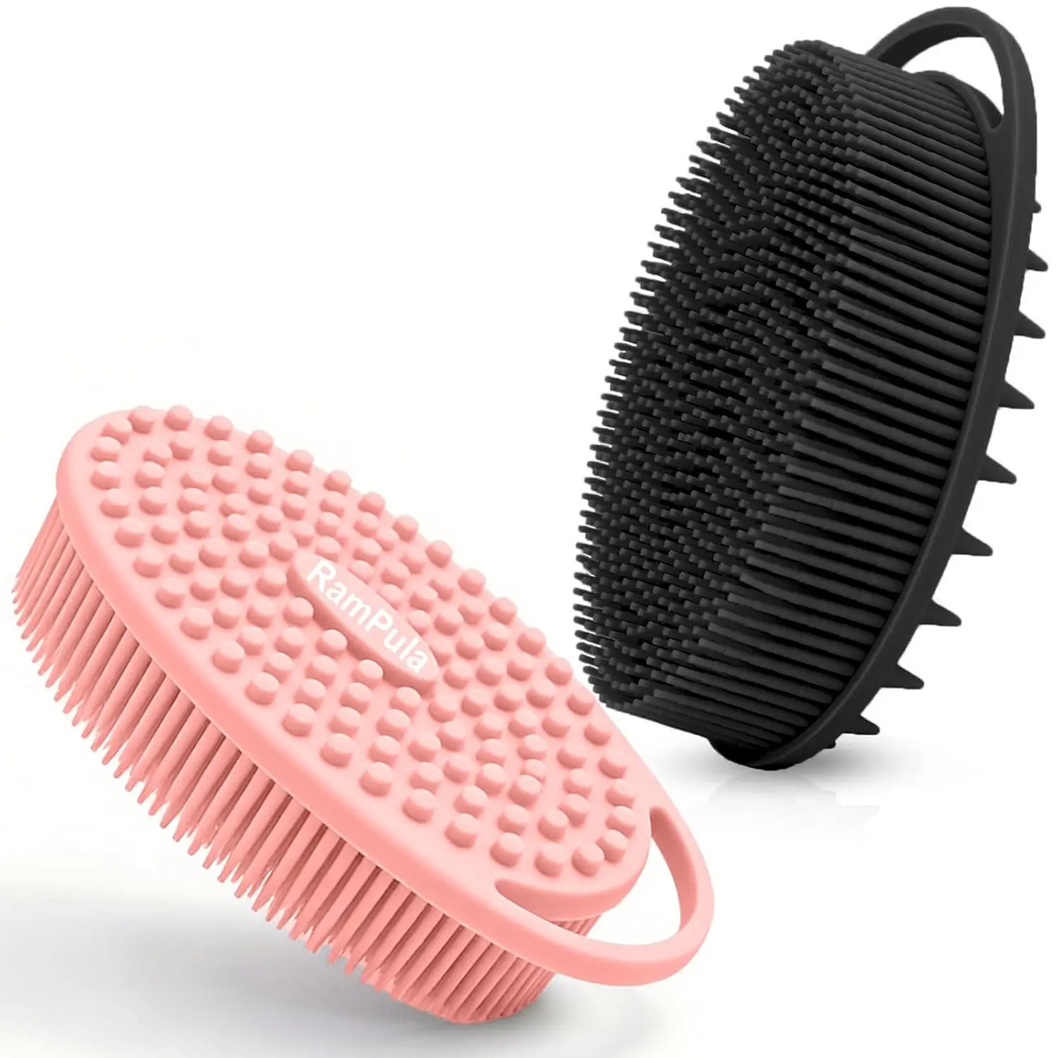 Silicone Body Scrubber – Dual-Sided Silicone Loofah for Shower, Set of 2 Soft Exfoliating Body Bath Shower Scrubber Loofah Brush Easy-to-Clean for Sensitive Kids Women Men All Kinds of Skin