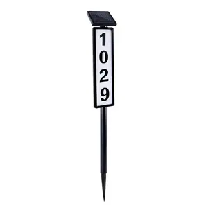 Solar Powered House Address Number Sign, LED Outdoor Lighted Digital Doorplate, Lighted Address Plaque, Ideal for Home Garden Yard Use