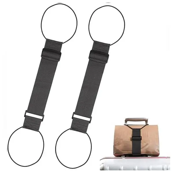 Trending Luggage Straps 2PCS for Suitcases -TSA Approved Adjustable Straps with ElasticThick Rope for Connecting Suitcases and BagsStably with Strap Buckle and Bottle Buckle ClipBlack