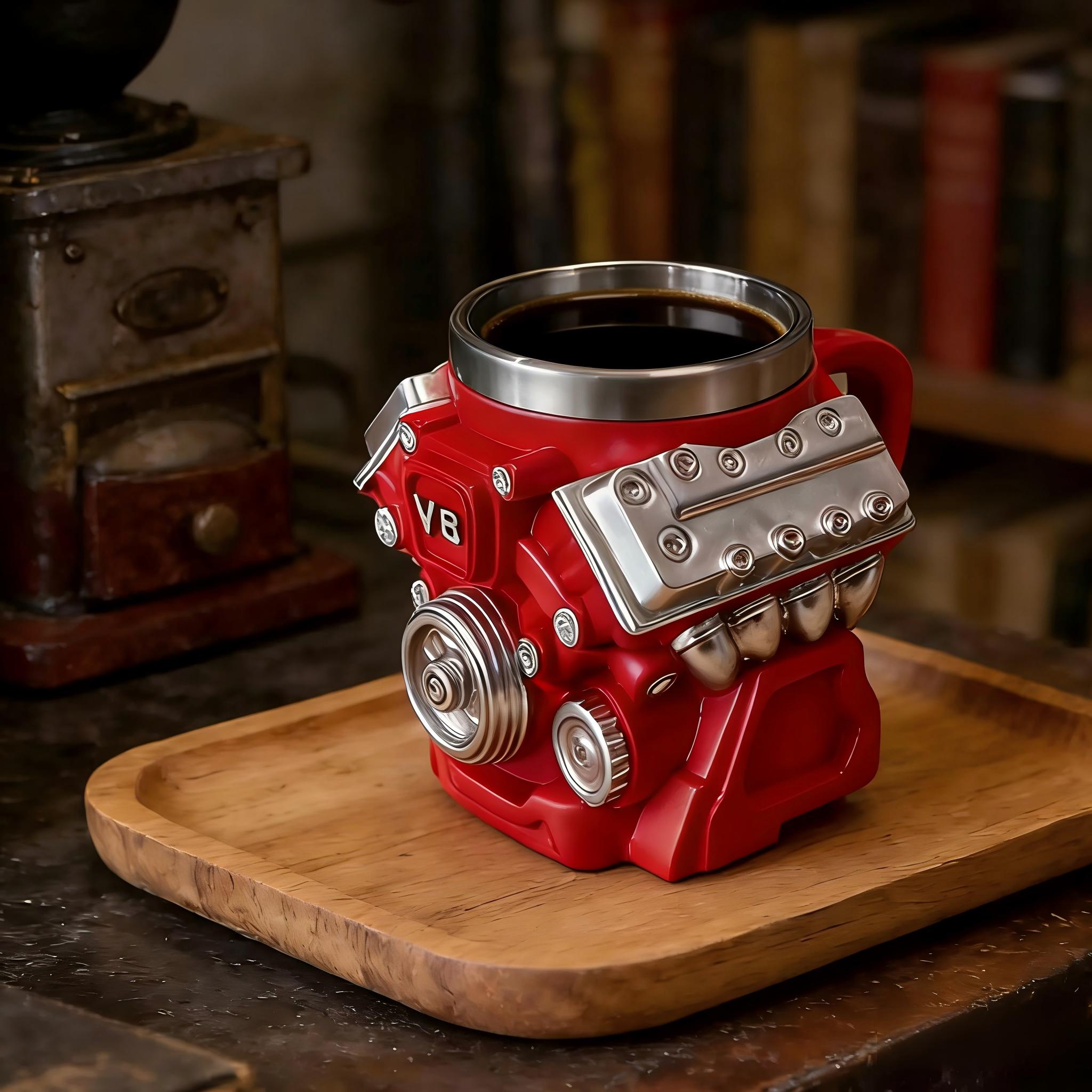 Engine-Inspired Novelty Coffee Mug – Fun Car Culture Desk Decor Drinkware for Garage, Office & Gaming Setup | Cool Gift for Him, Dad & Car Lovers