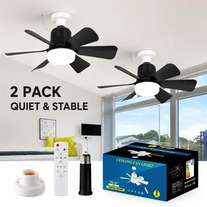 2 Pack 20.5"Socket Ceiling Fan with Light, Stronger Airflow,LED Lighting Fan with Remote Control, Ceiling Fan Light for Bedroom, Garage, Kitchen, Toilet, Ceiling Lights, Ceiling Light Fixture