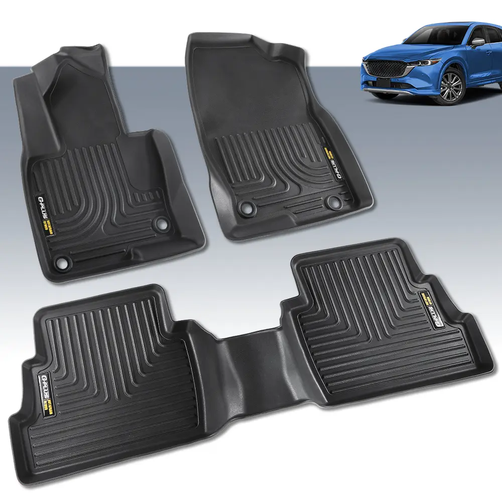 CROSSDESIGN TPE Car Floor Mats for 2017-2024 Mazda CX-5, All-Weather Non-Slip Waterproof Car Accessories, Deep Groove Custom-Fit with Cold-Flex Hold & Creaseback Recovery, 2-Seat Coverage (Front & 2nd Seats)