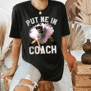 Retro Funny Graphic Tee Put Me In Coach Phrase Tee Soft Cotton Comfort Fit Short Sleeve Unisex Casual Top Summer Streetwear for Men Women