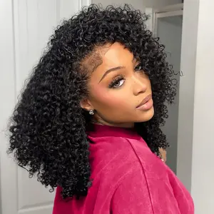 Bling Hair Glueless Wigs Human Hair Half Wig Upgrade 3 IN 1 Half Wig With Drawstring Seamless Clip Ins Flip Over Kinky Curly Human Hair No Glue No Lace Wig For Women 200% Density #halfwigtok #TikTokShopFallDealsForYou #TikTokShopHolidayHaul