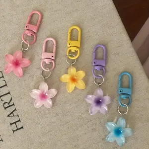 5 Piece Pastel Floral Keychain Set, Transparent Flower Keyring with Lobster Clasp, Keychain Decor, Cute Gift for Women, Birthday Party, Daily Use