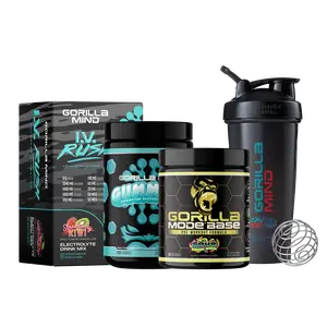 Gorilla Mind Beginner Stack Fitness Supplement Bundle - Pre-Workout Powder, Creatine, Hydration Powder Fitness Supplements + Free Shaker Bottle